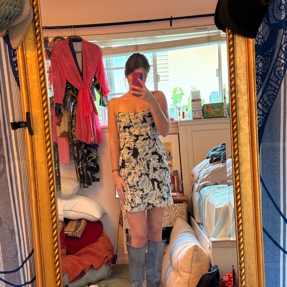 Anine Bing Black and White Floral Mini Dress